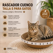 Rascador Cuenco Talla S para Gatos, duradero y cómodo, con diseño circular que satisface las necesidades de rascado y descanso de tu felino.