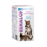 Caja de Renalof Pets 150 ml en ángulo, alimento complementario en solución oral para perros y gatos