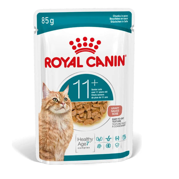 Sobre de 85 g de Royal Canin Ageing 11+ en salsa, alimento húmedo completo para gatos senior