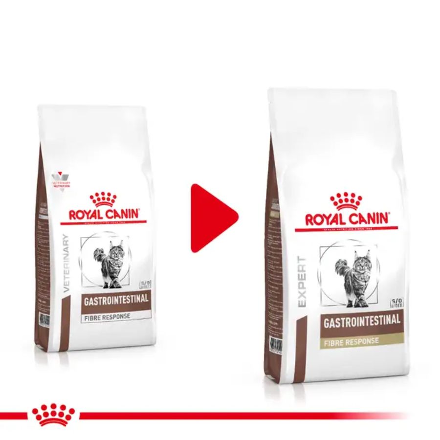Cambio de empaque de Royal Canin Gastrointestinal Fibre Response Gato: del diseño Veterinary al nuevo diseño Expert