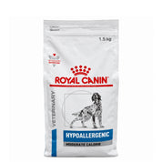 Royal Canin Hypoallergenic Moderate Calorie 1,5 kg, saco de alimento seco para perros adultos, vista frontal