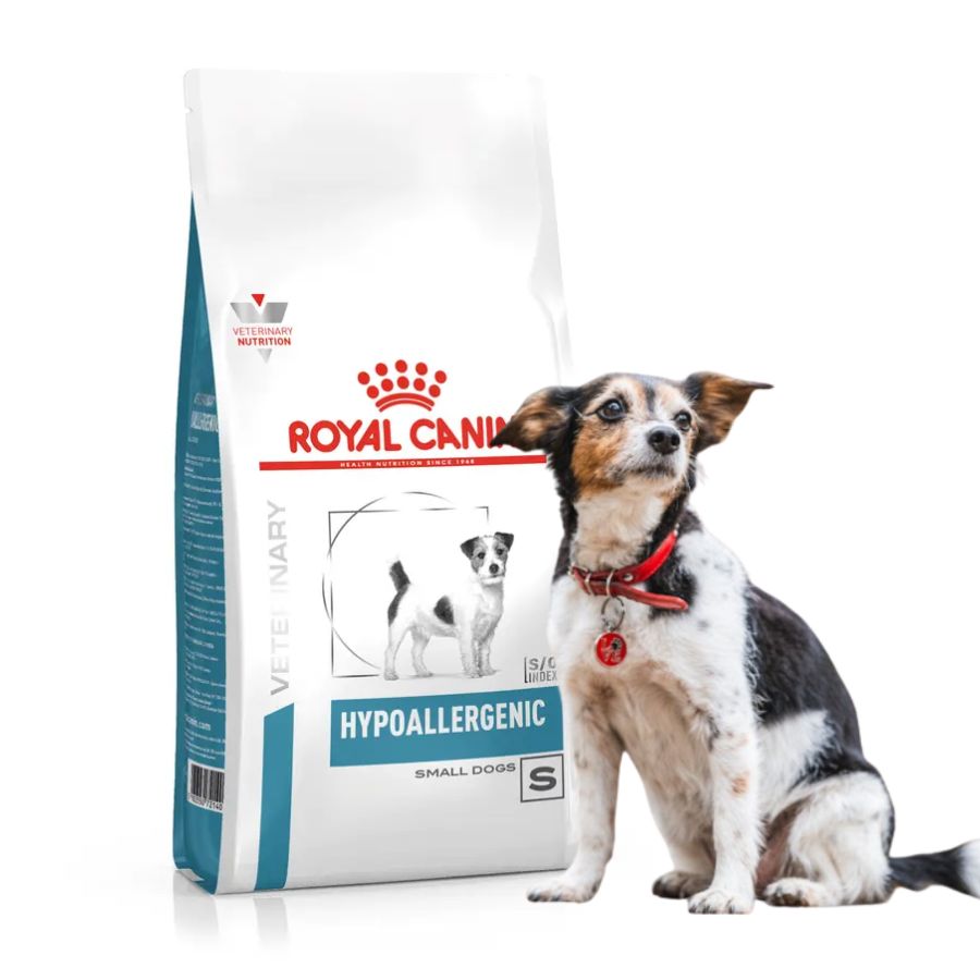 Royal Canin Hypoallergenic Small Dog 7,5Kg, alimento especializado para perros pequeños con alergias, favorece la digestión, piel saludable y cuidado urinario.