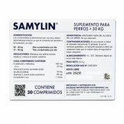 Reverso de Samylin Razas Grandes con composición, dosis por peso y registro SAG N° 2492/2024