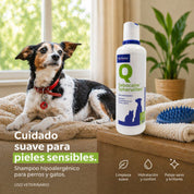 Sebocalm Spherulites Shampoo Hipoalergénico 250 ml limpia, hidrata y restaura la piel con tecnología avanzada para un pelaje sano y brillante.