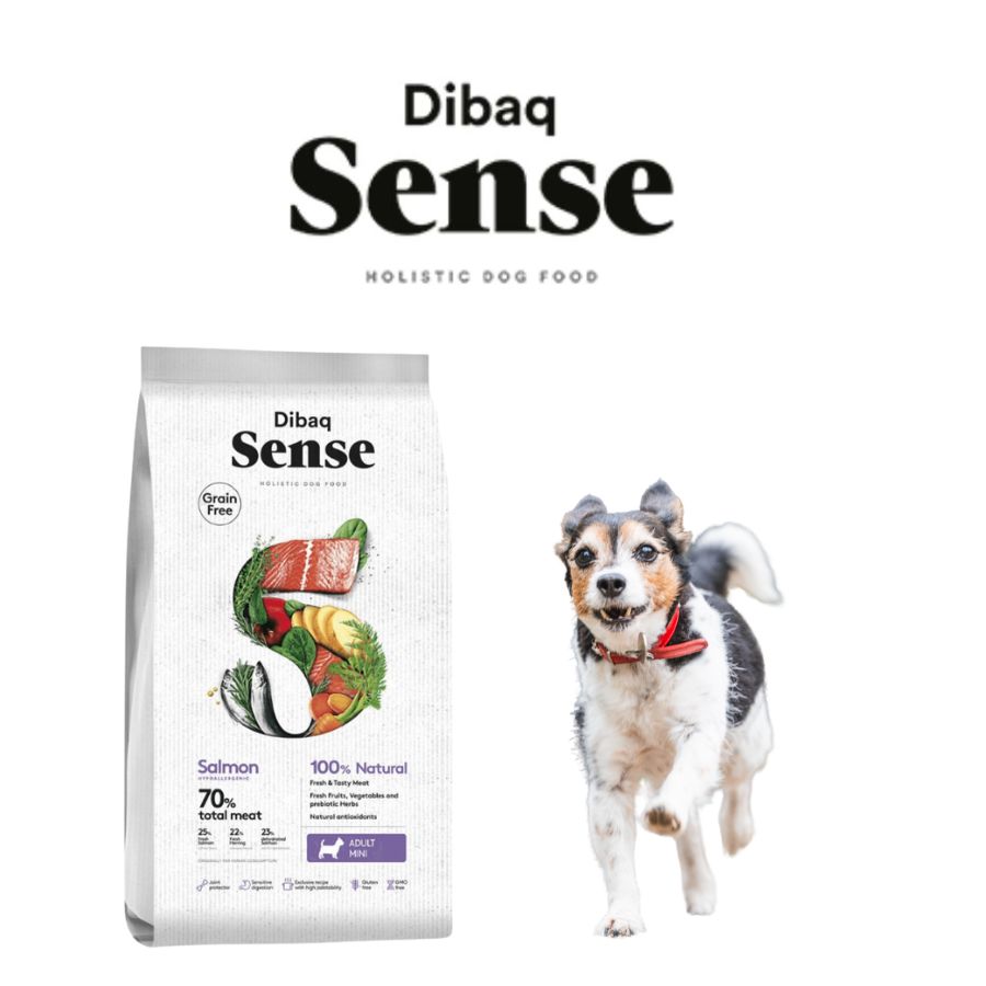 Dibaq Sense Adulto Salmon MINI 6KG: Nutrición completa y salud articular para perros de raza pequeña. 