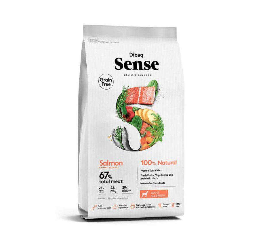 Dibaq Sense Salmón para Perro Adulto: Alimento hipoalergénico, protege articulaciones, piel y pelaje con ingredientes naturales. 