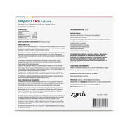 Reverso de Simparica Trio 1,25 a 2,5 kg 1 comprimido con composición, indicaciones, dosis y Reg. SAG N° 2565-B