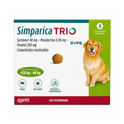 Simparica Trio 20 a 40 kg caja de 3 comprimidos masticables para perros, vista frontal