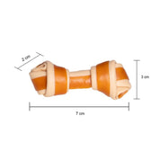 Medidas del huesito masticable SuniBonies para perros: 7 cm de largo, 3 cm de alto y 2 cm de ancho