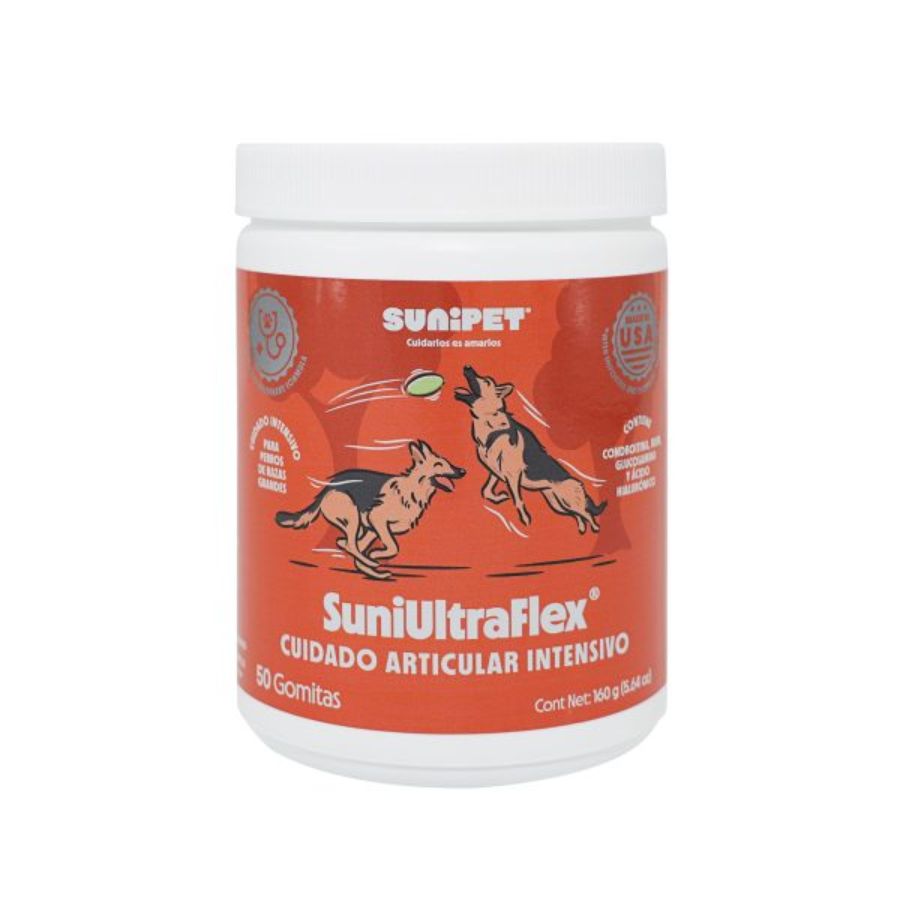 Sunipet SuniUltraflex 160 GR suplemento articular intensivo con glucosamina, MSM y condroitina para mejorar movilidad y confort.