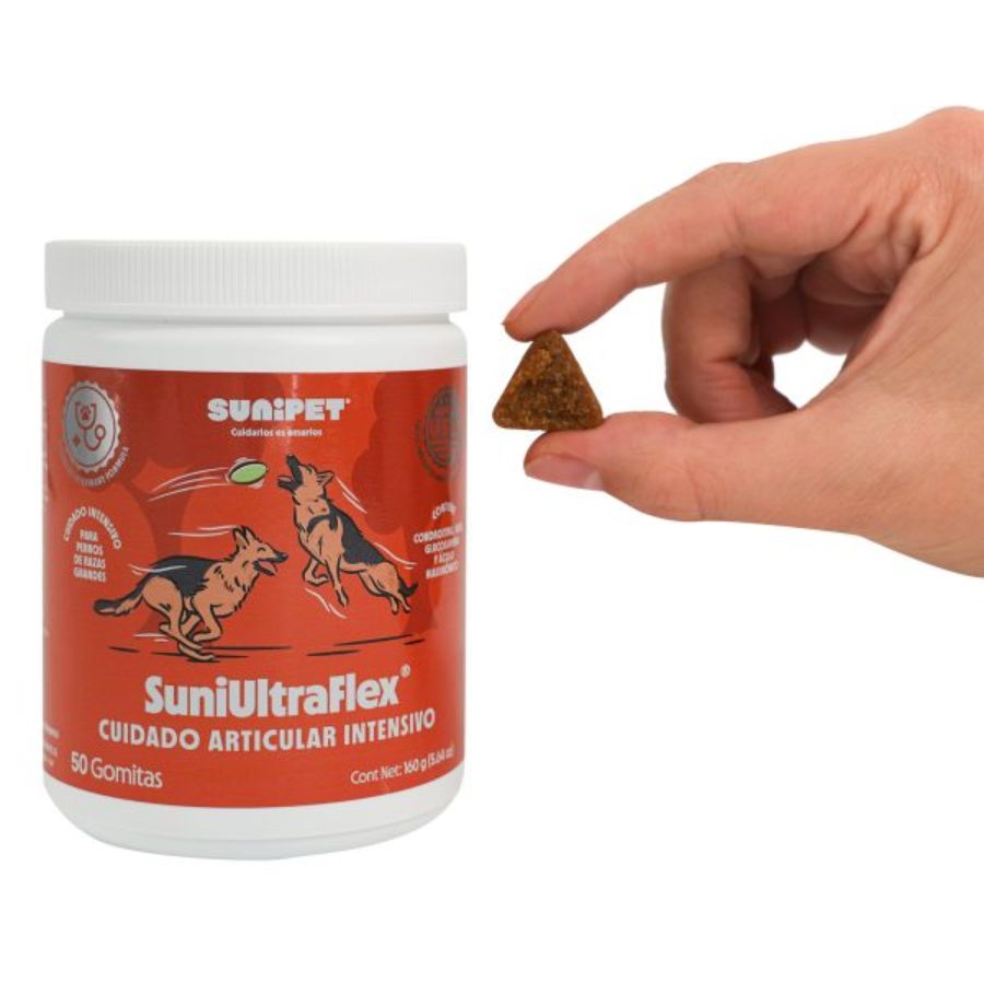 Sunipet SuniUltraflex 160 GR suplemento articular intensivo con glucosamina, MSM y condroitina para mejorar movilidad y confort.