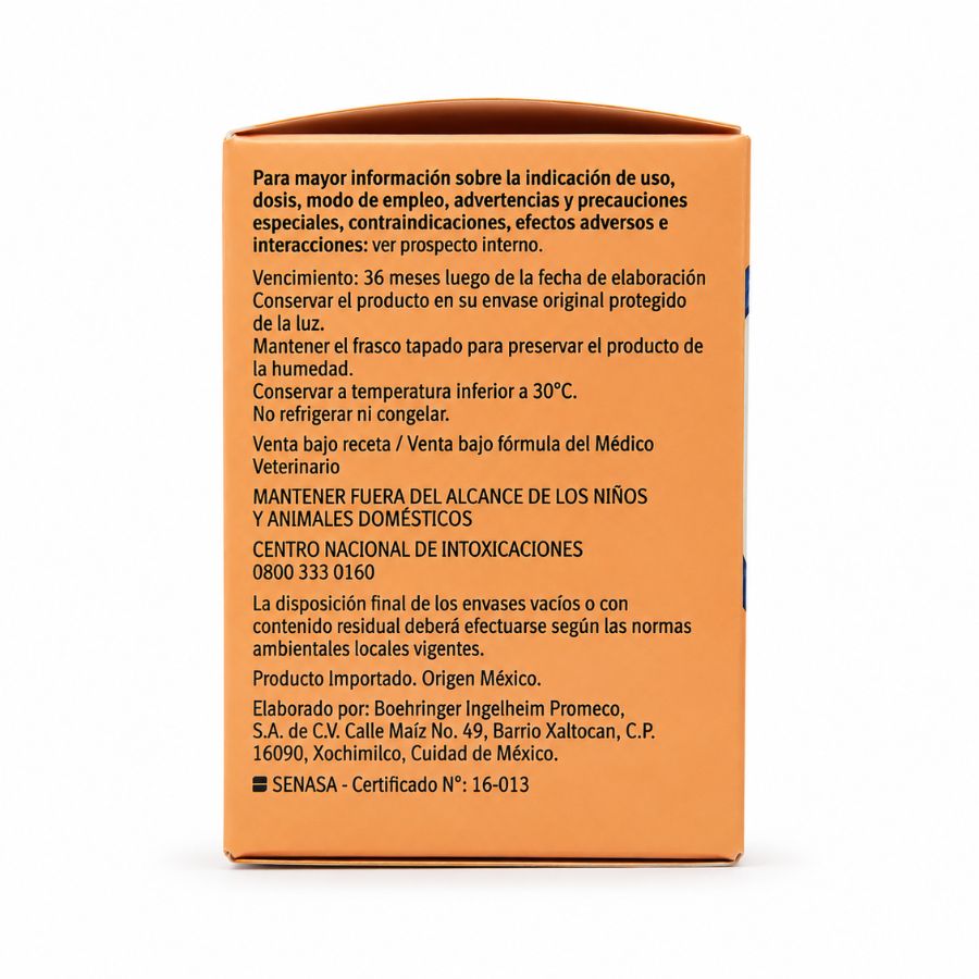 Lateral de Vetmedin 1,25 mg con conservación bajo 30 °C y precauciones