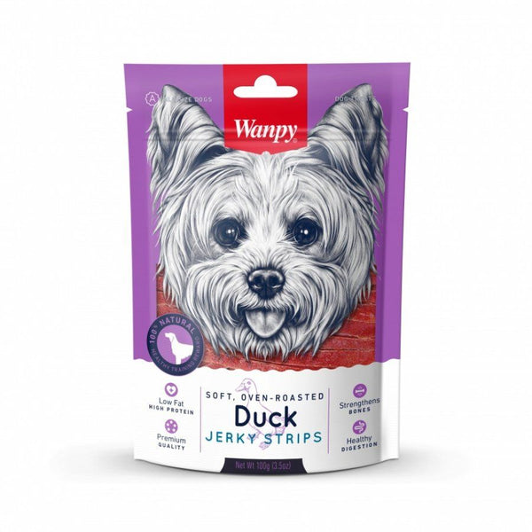 Descubre Wanpy Soft Duck Jerky Strips, un snack premium 100% natural para perros de todas las edades. Textura suave, bajo en grasas, y rico en proteínas. ¡Una recompensa saludable para tu perrhijo!