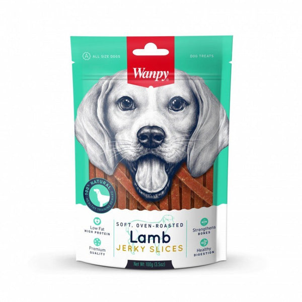 Descubre Wanpy Soft Lamb Jerky Slices, un snack premium 100% natural para perros de todas las edades. Textura suave, bajo en grasas, y rico en proteínas. ¡Una recompensa saludable para tu perrhijo!